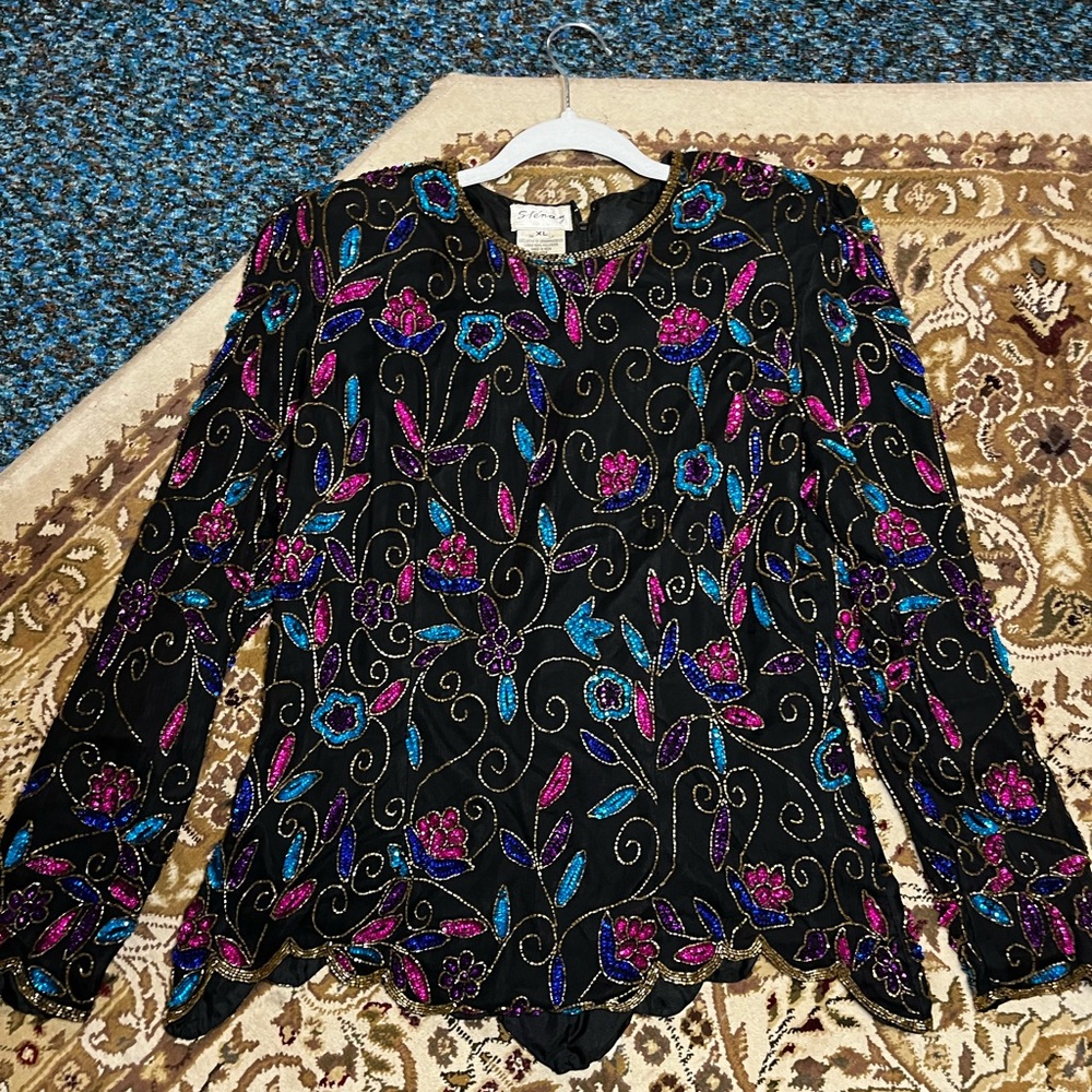 Vintage‎ Stenay embellished long sleeve top sz large